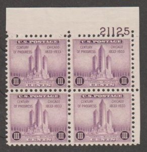 U.S. Scott Scott #729 Chicago Stamp - Mint NH Plate Block