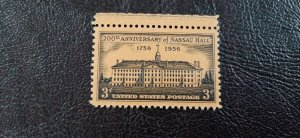 US Scott # 1083; 3c Nassau Hall from 1956; MNH, og; VF/XF centering