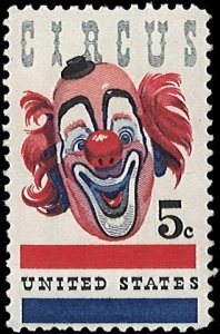 U.S. Scott # 1309  1966 5c red, bl, pink & blk  Circus Clown  mint-nh- vf