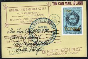 Tonga 1982 Tin Can Mail Centenary self-adhesive m/sheet o...