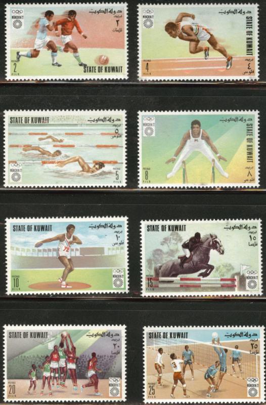 Kuwait Scott 549-556 Munich Olympic Games set MNH** 1972