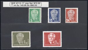 Germany DDR Stamps # 113-17 MNH VF Scott Value $140.00