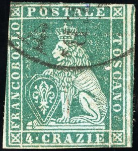 Tuscany Stamps # 6 Used F-VF Neat Cancel Scott Value $225.00