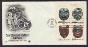 US 1837a Indian Masks P/B 1980 PCS Monarch U/A FDC