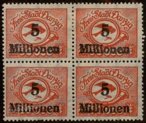 Danzig Germany 1923 Mi180F Airmail Error 10000 instead of 50000 Block 83521