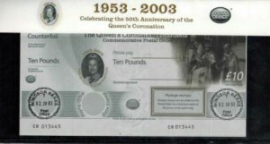50th Anniversary of Queen's Coronation £10 Postal Order Scarce Presentation Pack