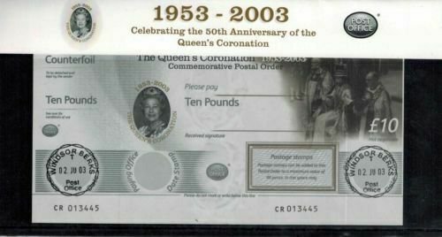 50th Anniversary of Queen's Coronation £10 Postal Order Scarce Presentation Pack