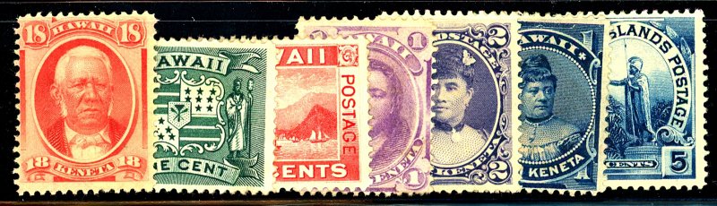 HAWAII #30,34,37,52,80-82 MINT SET MIXED CONDITION/FAULTS