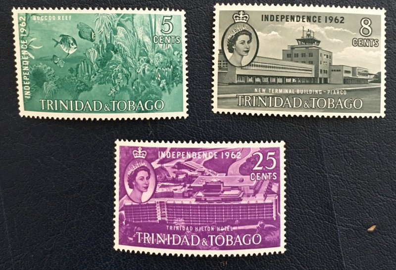 Trinidad And Tobago Stamps, 1962 Sc #105-7, Elizabeth || And New Piarco Airport