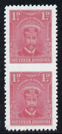 Southern Rhodesia 1924-29 KG5 Admiral 1d rose vertical pa...