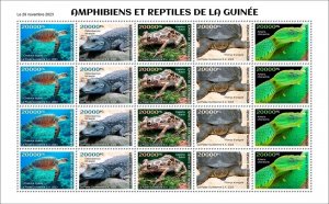 GUINEA 2023 SHEET 20V - REPTILES - FROGS TURTLE TURTLES CROCODILE SNAKES - MNH-