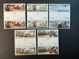 GUERNSEY # 515-519-MINT NEVER/HINGED--COMPLETE SET OF GUTTER PAIRS--1993