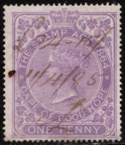 1873 Cape of Good Hope Revenue One Penny Queen Victoria Stamp Duty