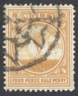 Malta Sc# 43 Used 1911 4 1/2p orange King Edward VII