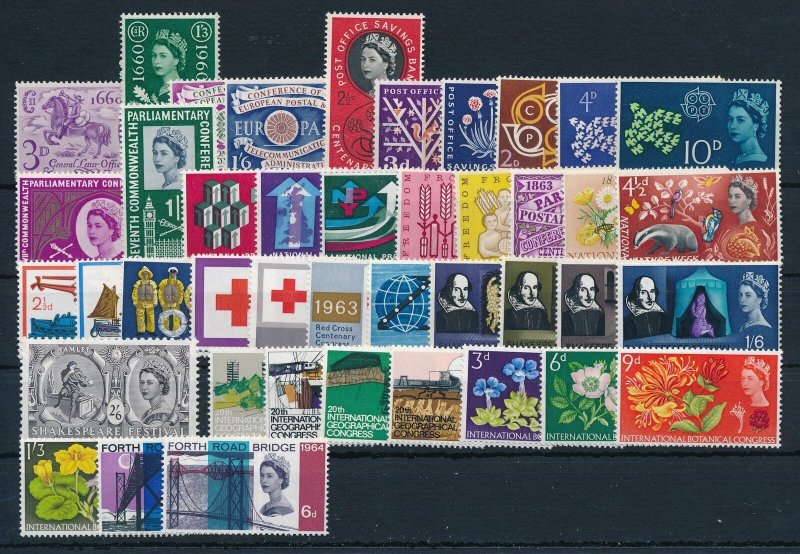 GB Queen Elisabeth 1960-64  all commemorarative non phosphor stamps MNH