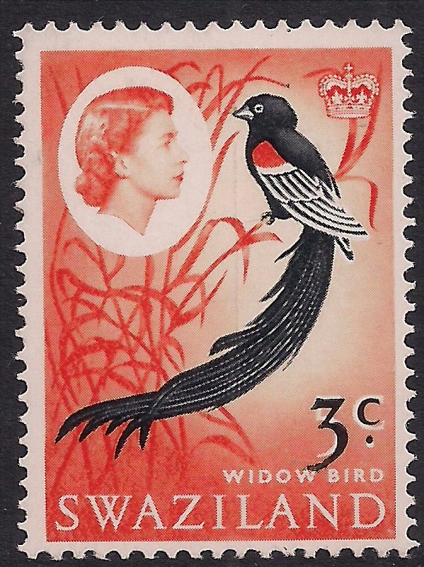 Swaziland 1968 QE2 3ct on 5ct Long Tailed Whydah MM SG 136 ( L1322 )
