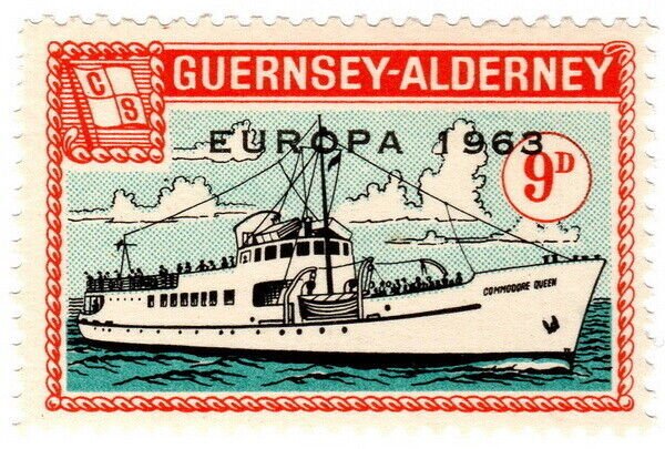 (I.B) Guernsey Cinderella : Alderney 9d (Commodore Shipping)  