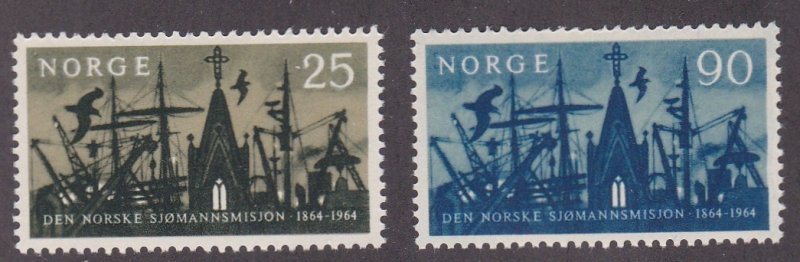 Norway # 456-457, Ships in Harbor, Church, LH, 1/3 Cat,