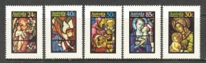 AUSTRALIA Sc# 927 - 931 MNH FVF Set5 Christmas Stained Glass