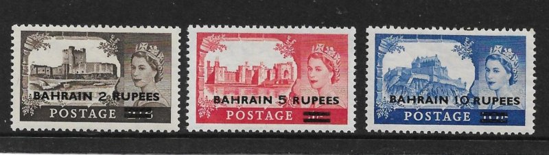 BAHRAIN 1958 CASTLES SET (TYPE II) SG94a/96a MINT LIGHTLY HINGED Cat £65