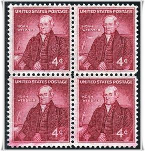 SC#1121 4¢ Noah Webster Block of Four MNH