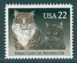 2374 22c Maine Coon Burmese Fine MNH Dry Gum