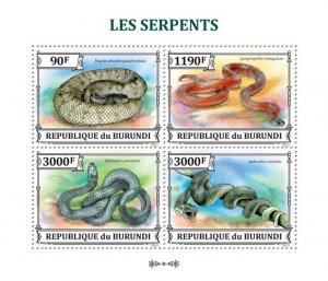 BURUNDI - 2013 - Snakes - Perf 4v Sheet - Mint Never Hinged