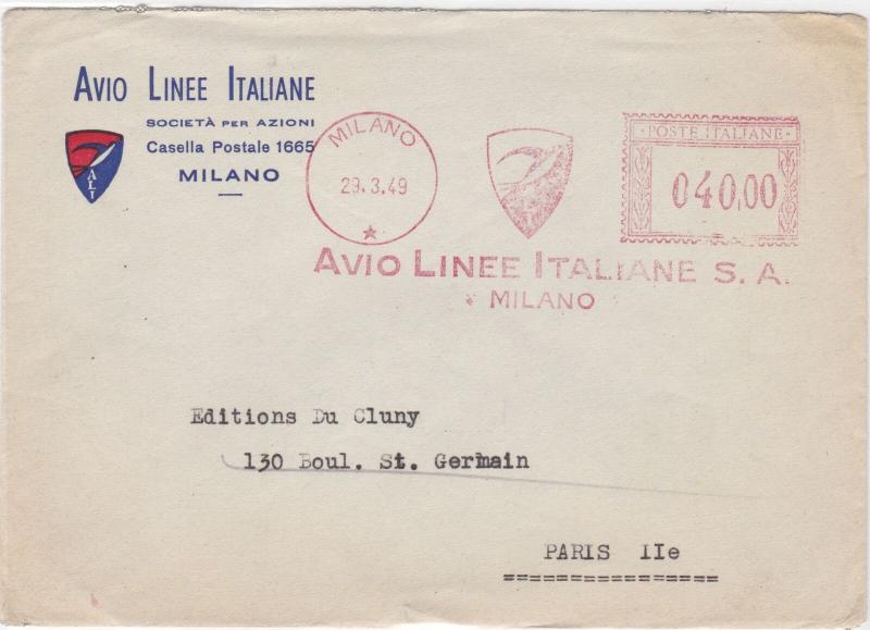 milano 1949 slogan cancel stamps cover ref 12893