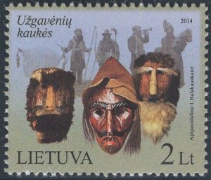 Lithuania 2014 MNH Sc 1019 2 l Shrove Tuesday maskes