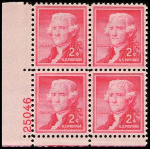 US #1033 JEFFERSON MNH LL PLATE BLOCK #25046