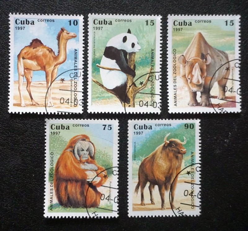 CUBA Sc# 3808-3812  ZOO ANIMALS camel   Cpl set of 5 1997  used / cancelled