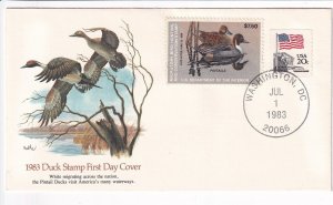 1983 Duck Stamp First Day Cover, Sc #RW50, $7.50 Pintails (F32540)