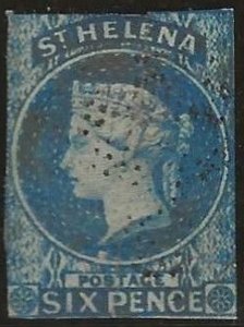 St Helena 1856 ☀ Queen Victoria 6d stamp SG.1 Used