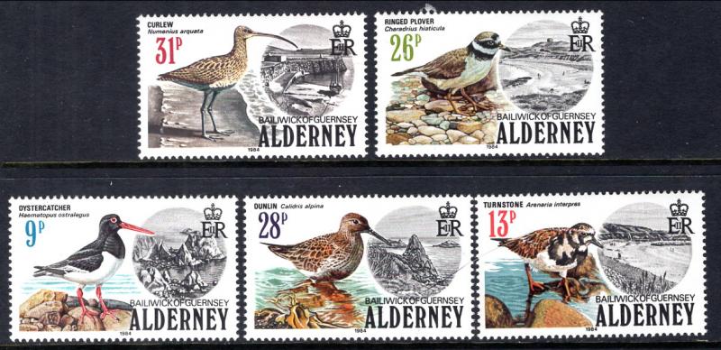 Alderney 13-17 Birds MNH VF