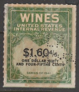 U.S.  Scott #RE198b Wine Revenue Stamp - Used Single