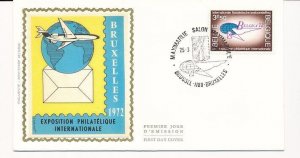 D86826 Intl. Stamp Exhibiton Bruxelles 1972 FDC Silk Cachet Belgium Brussel Brux