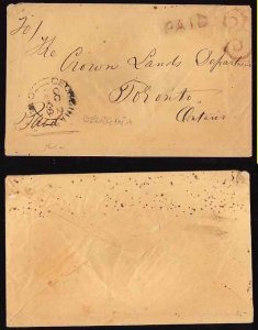 Canada-cover #13132-Stampless-York-Georgina, CW- Oc 2 1868-Paid 3 [ fancy 3 ]