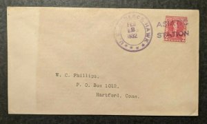 1932 USS Black Hawk Destroyer Tender Asiatic Station Cancel to Hartford CT Cover