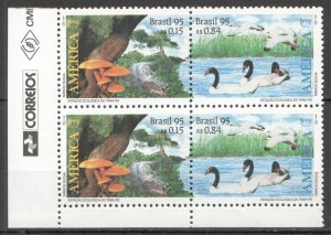 K0862 1995 Brazil Birds Fauna Ducks Reptiles Crocodiles America Upaep 2Set Mnh