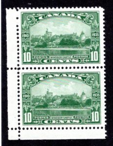 215 Scott, 10c green, VF, MNHOG, Windsor Castle, Vertical Pair, KGVI, Canada