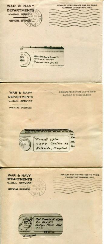 WWII USA Cover V-mail Postage Ration Book Stamps Army Military Collection