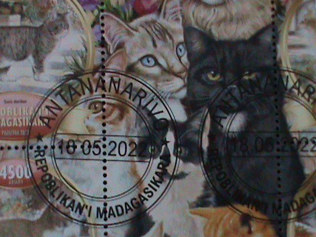 ​MADAGASCAR-2022-PROMOTE-LOVELY CATS-CTO-SHEET-EST.$12 VF LAST ONE  CTO SHEET