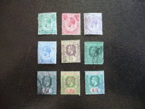 Stamps - Straits Settlements - Scott#149-167 - Used Part Set of 9 Stamps