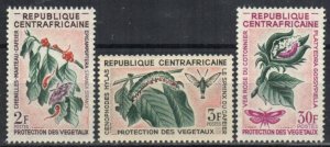 Central African Republic Stamp 53-55  - Moths and caterpillars