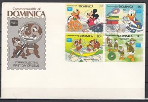 Dominica, Scott cat. 954-957. Disney Cartoons-Scout Donald. First Day Cover. ^