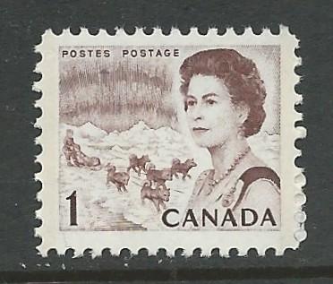 Canada # 454   QE II Centennial issue - 1c  Dog Sled  (1) Mint NH