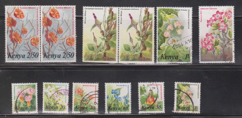 KENYA Scott # Between 247 - 257 Used - Flowers On Stamps