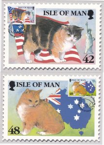 Isle of Man # 672-676, Manx Cats, Maxi Cards, with First Day Cancels