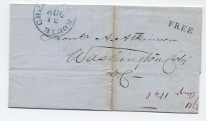 1848 Chespk. Bay route waterway route agent stampless blue CDS [6519.36]