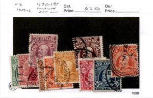 New Zealand, Postage Stamp, #130-139 Used, 1909 King Edward VII (AB)